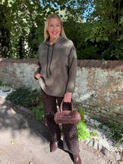 Khaki Chenille Silver Fleck Hoodie Lisa