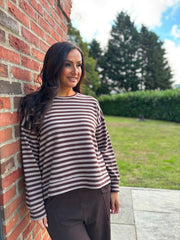 Mocha Striped Sweat Top Mollie