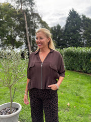 Chocolate Ruched Waist Jacket Misty