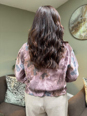 Lilac Shimmer Floral Bomber Jacket Adele