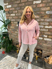 Pink Hooded Button Shacket Mabel