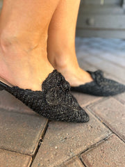 Black Pointed Toe Slip On Shoes