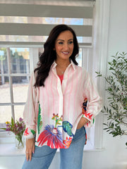 Cream Stripe Safari Print Shirt Andie