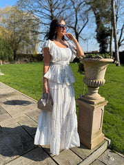 White Boho Tiered Skirt Co-Ord Frankie