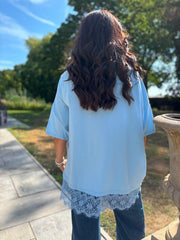 Blue Lace Hem Tee Beryl