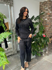 Black Diamante Leisure Set Isla