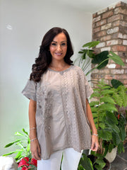 Mocha Embroidered Top Zella