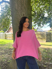 Candy Pink Reverse Seam Round Neck Diana