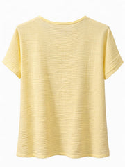 Lemon Broderie Bubble Cotton Top Jan
