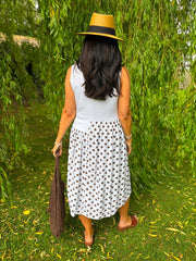 White Polka Dot Panel Dress Coraline