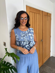Denim Floral Top Natasha