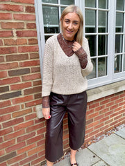 Chocolate Faux Leather Cropped Trousers