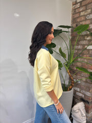 Lemon Collared Flower Sweatshirt Angel