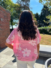 Pink Linen Floral Top Lila