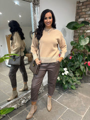 Mocha Embellished Shoulder Knit Maddie