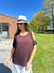 Chocolate Cold Shoulder Top Orla