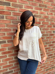 Stone Asymmetric Panel Flower Top Adele