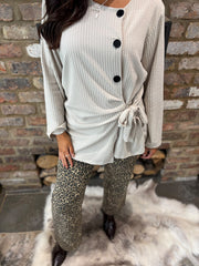 Stone Buttoned Tie Top Kacey