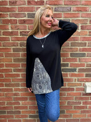 Black Mandala Knit Top Danielle