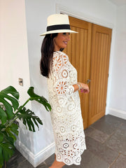 Stone Short Sleeve Crochet Dress Oakley