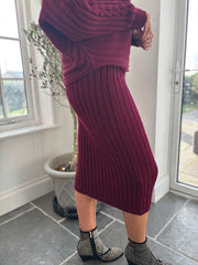 Wine Cable Detail Ribbed Two Piece