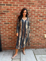 Denim Blue Brushstroke Shimmer Dress Freya