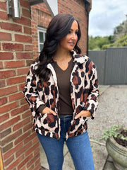 Chocolate Leopard Quilted Coat Adele