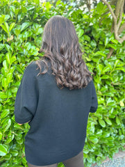 Black Textured Flower Knit Claire