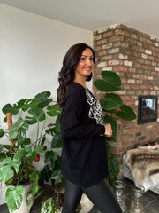 Black Rose Design Knit Top Tilly