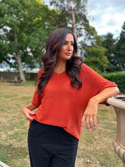 Rust Reverse Seam Knit Georgina