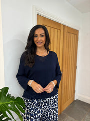 Navy V Neck Knit Jodie