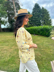 Lemon Abstract Circle Print Top Alba