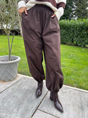 Chocolate Pull on Cuffed Trousers Raven