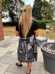 Monochrome Half Printed Pocket Dress Amelia