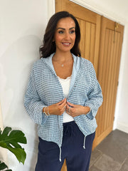Blue Bubble Cotton Checked Jacket Niamh