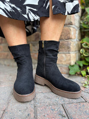 Black Chunky Ruched Boots