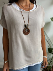 Stone Layered Net Top Elise