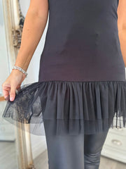 Black Lace Mesh Hem Slip Rhianna