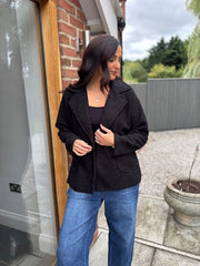 Black Boucle Buttoned Coat Isla