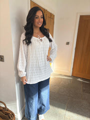 White Textured Bardot Top Maiya