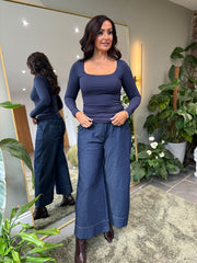 Navy Square Neck Top Saylor