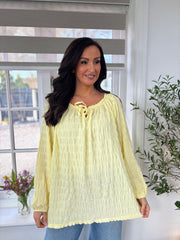 Lemon Textured Bardot Top Maiya
