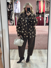 Chocolate Polka Dot Fleece Jacket Kiera