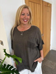 Chocolate Multi Hole Detail Top Terri