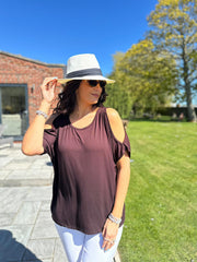 Chocolate Cold Shoulder Top Orla
