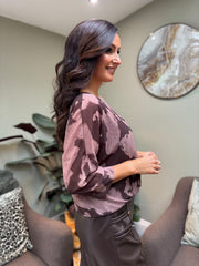 Chocolate Tie Detail Layered Top Sharon