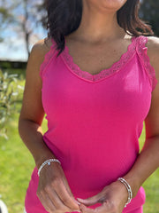 Lipstick Lace Ribbed Vest Libby