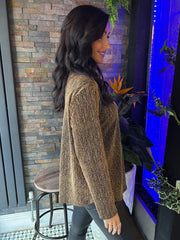 Gold Sparkle Diamante Zip Top Cassie