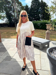 White Half Grain Stripe Pocket Dress Amelia
