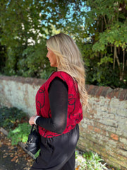Wine Boucle Swirl Pattern Waistcoat Flo